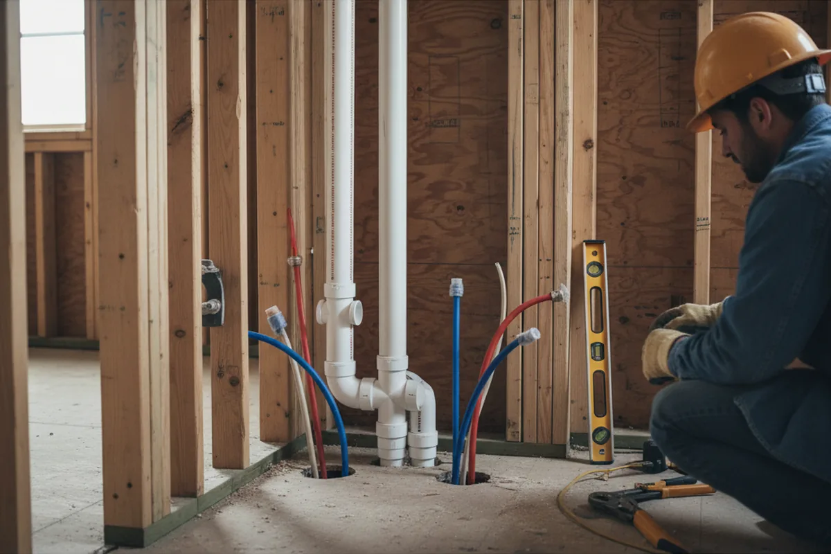 Drain and supply rough-in during Garbage Disposal Repair in Brownsville