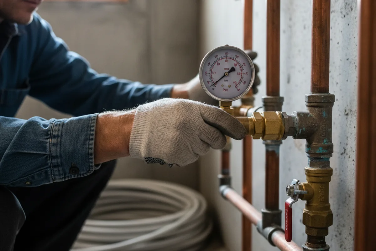 Pressure testing a repaired line during Water Line Repair in Brownsville
